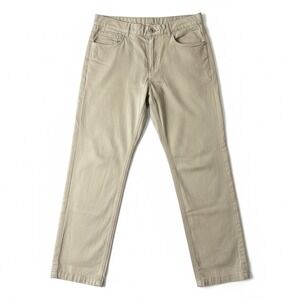 Calvin Klein Mens Chino Pants 32x32 Khaki Tan Straight Leg Stretch Cotton Ribbed